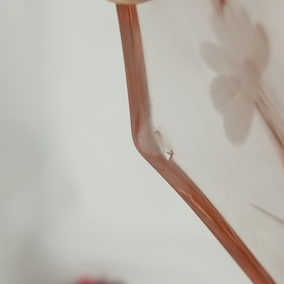 Elegant Depression Era Pink Octogon Low Pedestal Cake Plate - Picture 11 of 16